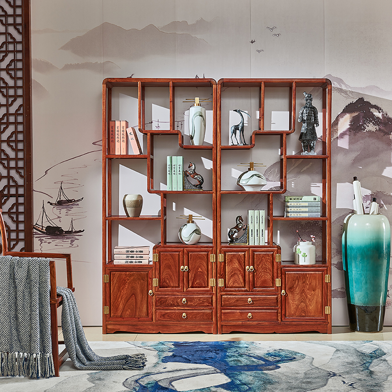 红木博古架刺猬紫檀多宝阁中式展示柜花梨木客厅隔间Z实木古董架