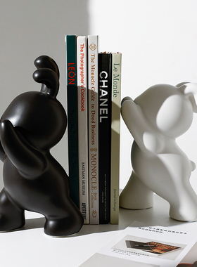 创意兔子书挡摆件家居客r厅玄关酒柜办公室书柜假书简约书托装饰