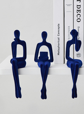 高级感植绒人物艺术摆件客厅电视柜酒柜书架样Q板间家居软装饰品