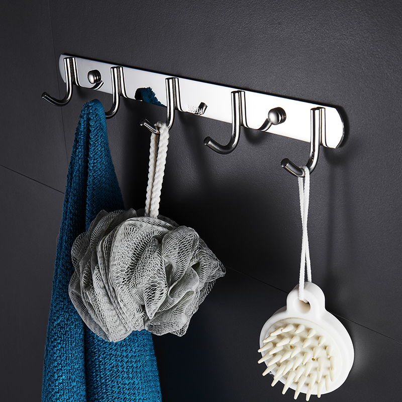 厨房挂钩30f4不锈钢免打孔厨具勺子铲子挂勾一排长条挂架强力粘钩