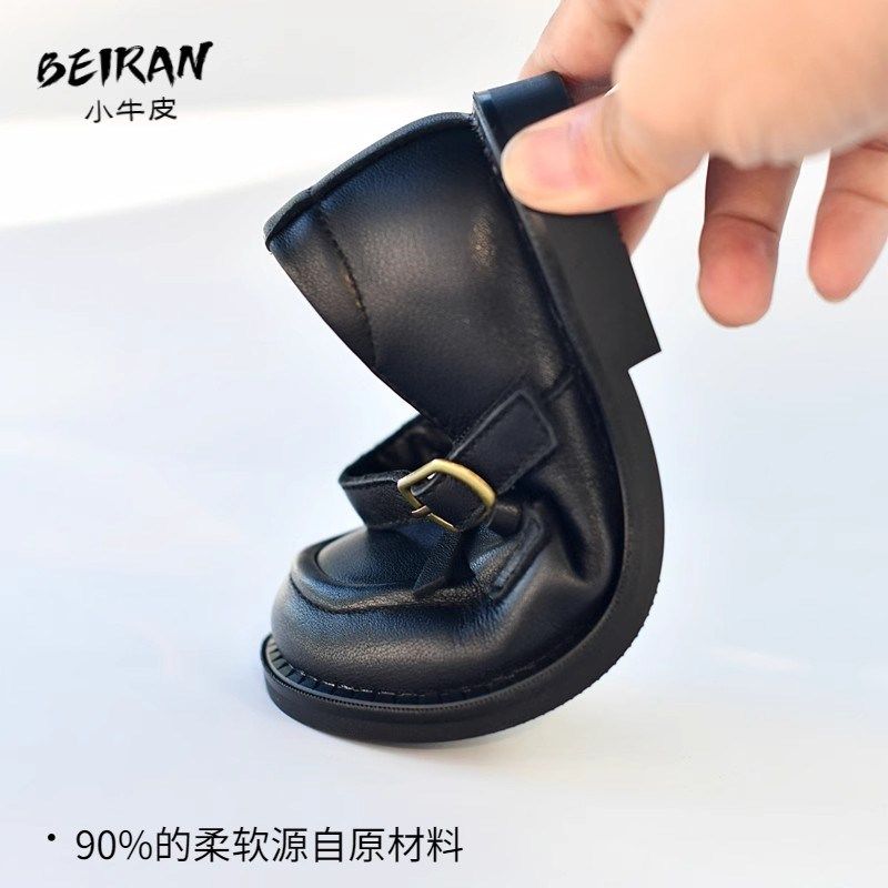 真皮儿童小c皮鞋2024秋季新款黑色校园真皮女孩单鞋公主演出鞋软