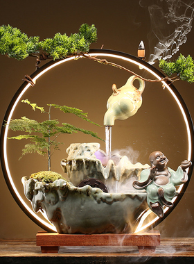 创意流水招财家居桌面装饰t生财摆件乔迁新居生日礼品新店开业礼