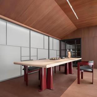 现代轻奢简约实木餐桌法国中世纪奶油风格 创意桌设计师长桌会议桌