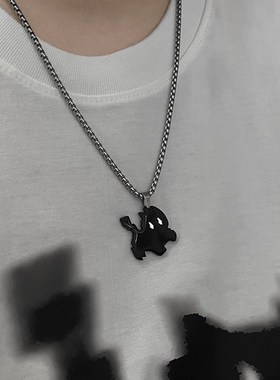 PDSTYLE闪电黑猫popular潮流项链男冷淡风女生钛钢情侣高级感吊坠