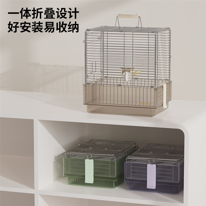 优嗖羽逸304不锈钢折叠笼外出鸟笼虎皮玄凤牡丹便携手提笼防溅出