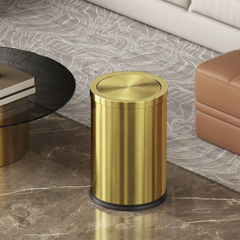 客厅垃圾桶家用带盖大号厨房卫生间车载摇盖式高颜值不锈钢卫生筒