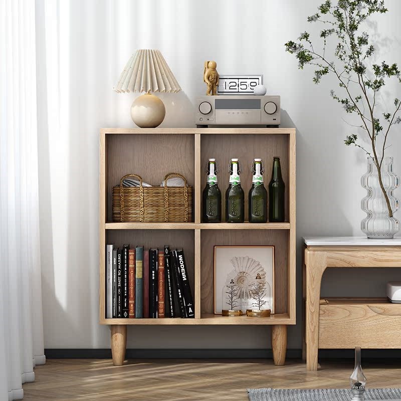 实木书架白蜡木客厅展示架简约去客厅化书柜自由组合格子柜飘窗柜