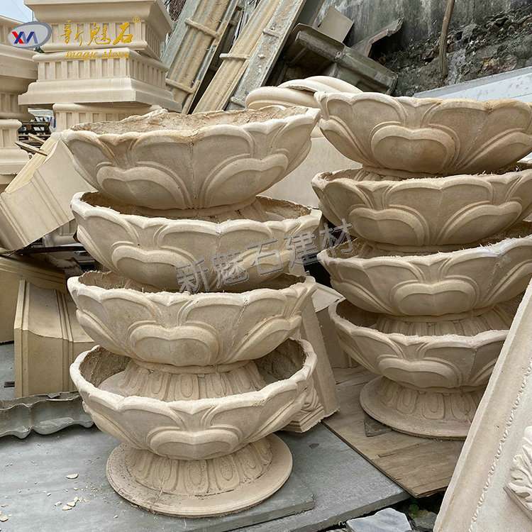2022设计师新款环保美观GRC花箱花钵 砂岩仿石混凝土户外景观花盆