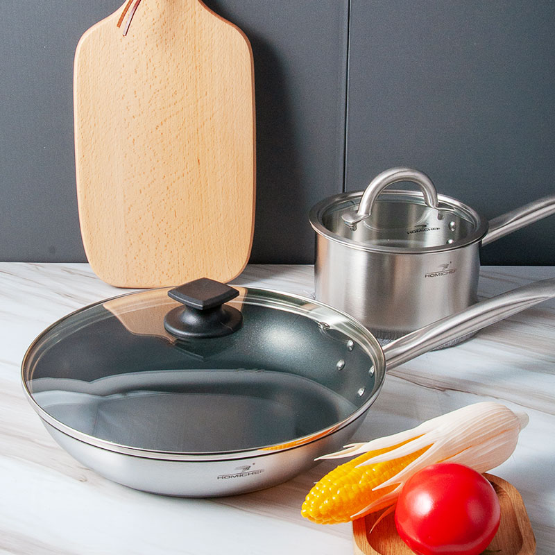 i487ZC304食品级不锈钢奶锅家用平底不粘锅副食早餐套装电磁炉燃