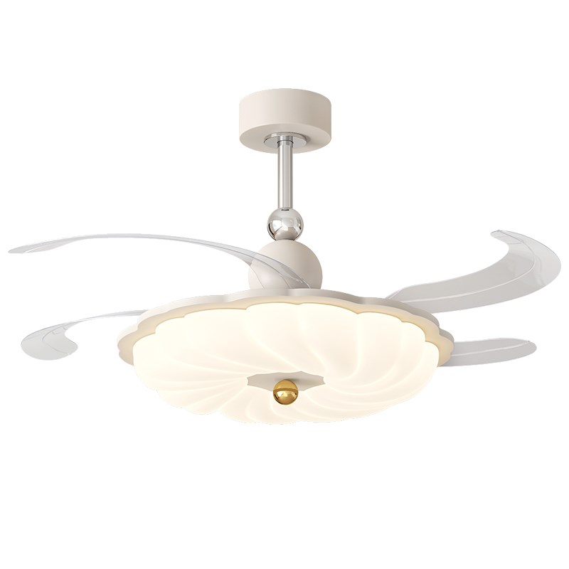 吊扇灯隐形扇叶吊扇灯奶油风2025新款奶豆智能O变频饭厅电风扇卧