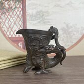 做旧仿古璃龙杯摆件复古文玩杂项热销款 家居书房公室收藏老包浆