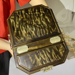 正宗金丝楠木小叶桢楠阴沉木乌木满纹丹凤朝阳首饰盒嫁妆送礼 包邮