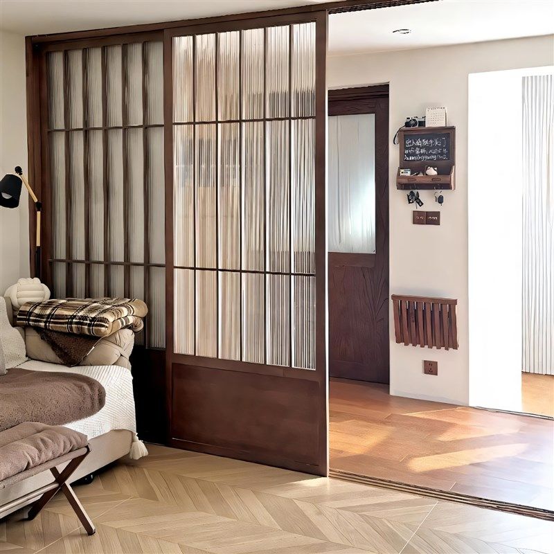 实木拉门隔断门三联动门吊轮门定制简约厨房折叠隐形门阳台移门