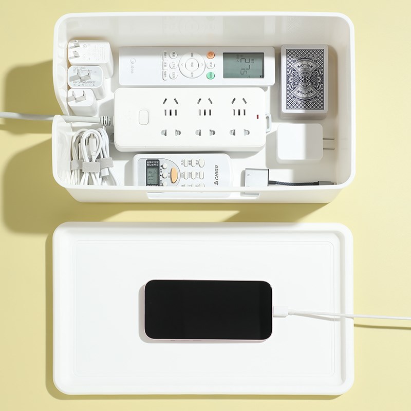 超大容量插座盒桌面插线板收纳盒排插拖板盒子办公室排插盒.4305