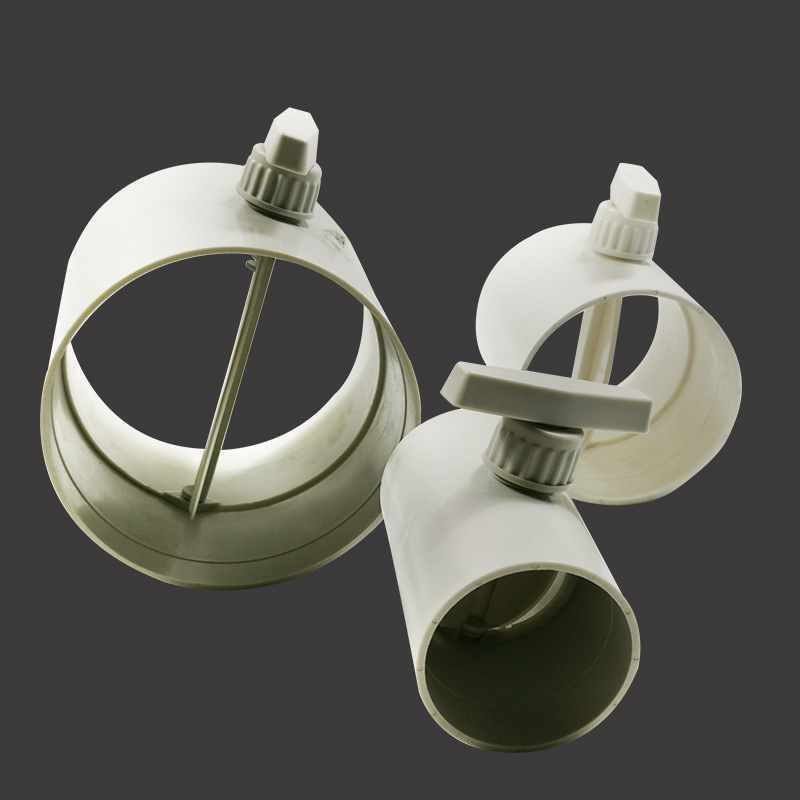 PVC管道风量调节阀PE风管手动风阀圆形开关阀门75/110/160/200pvc