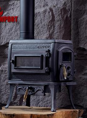 FS501铸铁真火燃木独立式壁炉民宿别墅自建房用烧柴取暖器