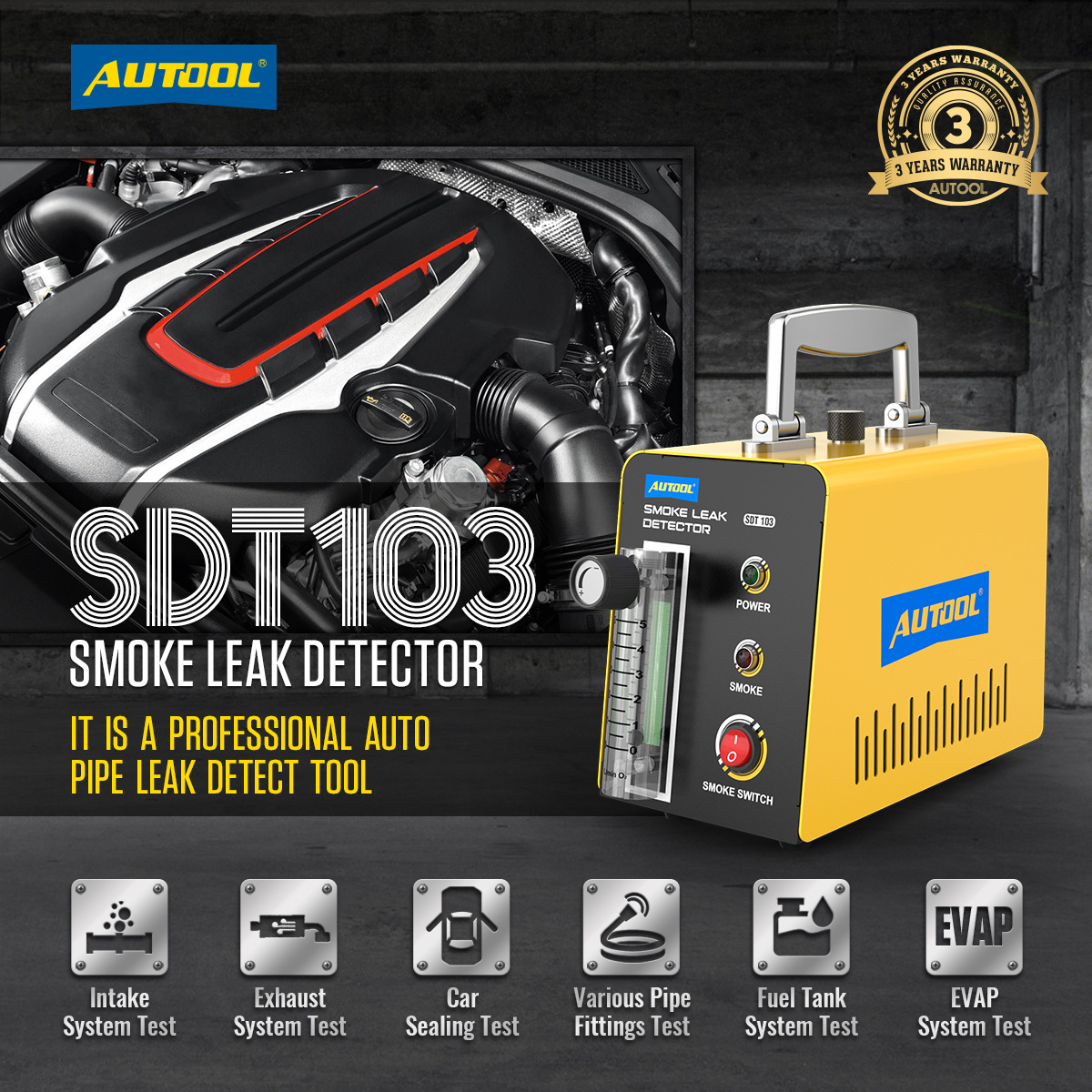 AUTOOL SDT103 Automotive Evap Smoke Tester Leak Detector