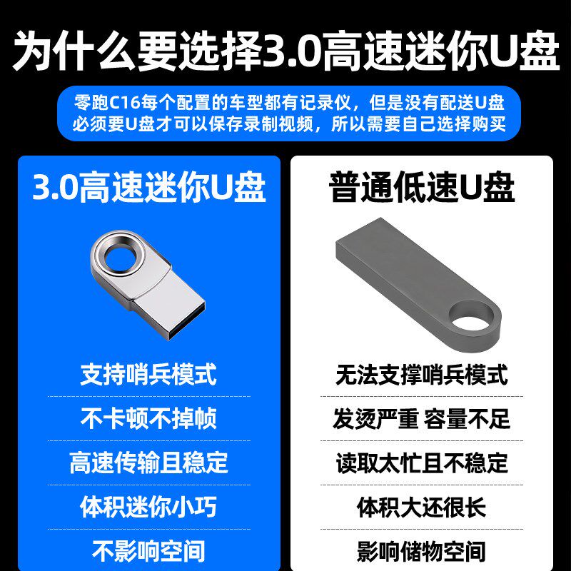 适用于零跑C16C10专用行车记录仪U盘汽车哨兵模式车载高速U盘配件