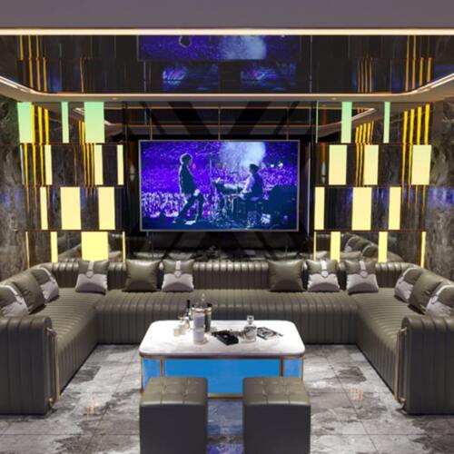 轻奢ktv卡座酒吧清吧包厢U型转角小酒馆沙发不锈钢大理石发光茶几