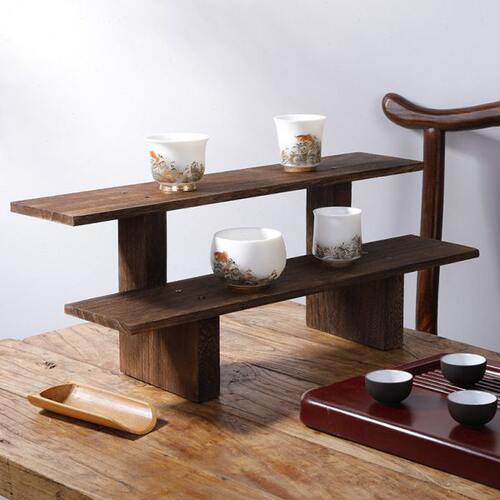 桐木 实木博古架紫砂壶架子中式展示架小摆件茶具茶杯置物架