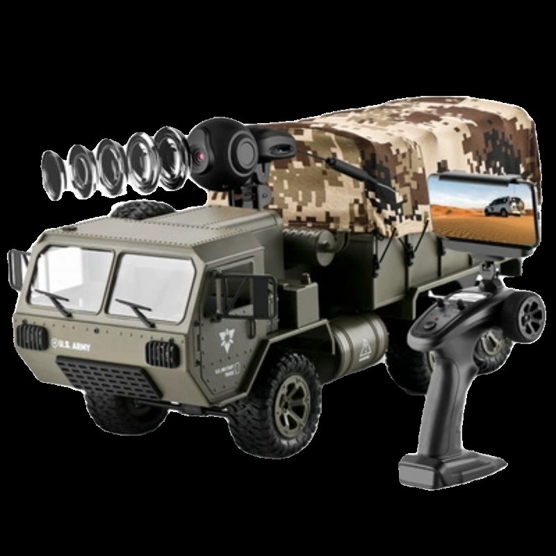 飞宇军卡防水六驱重型RC遥控越野卡车带远程摄像头玩具模型