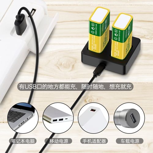 德力普9v充电电池锂电大容量万用表吉他话筒6f22镍氢九伏方块可充