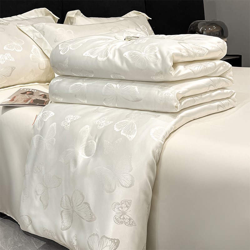 夏天冰丝夏凉被四件套夏季丝滑裸睡空调被单人薄被子可机水洗夏被