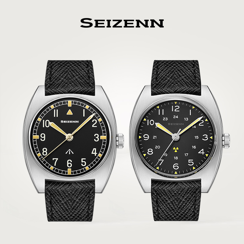 中国原创国产腕表seizenn  W10复古复刻夜光休闲手动机.械表男全