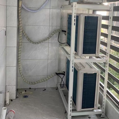 不锈钢空调坐地架外机落地架A子带横杠减震防震垫高加厚3匹