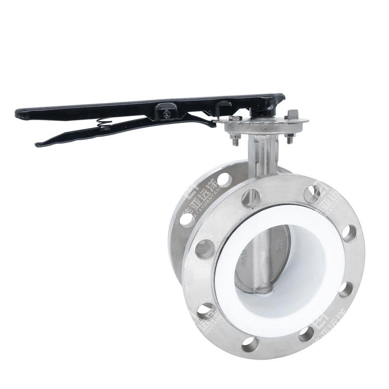 不锈钢304/316L衬四氟手柄涡轮法兰蝶阀D41F4/D3Q41F4-10/16P
