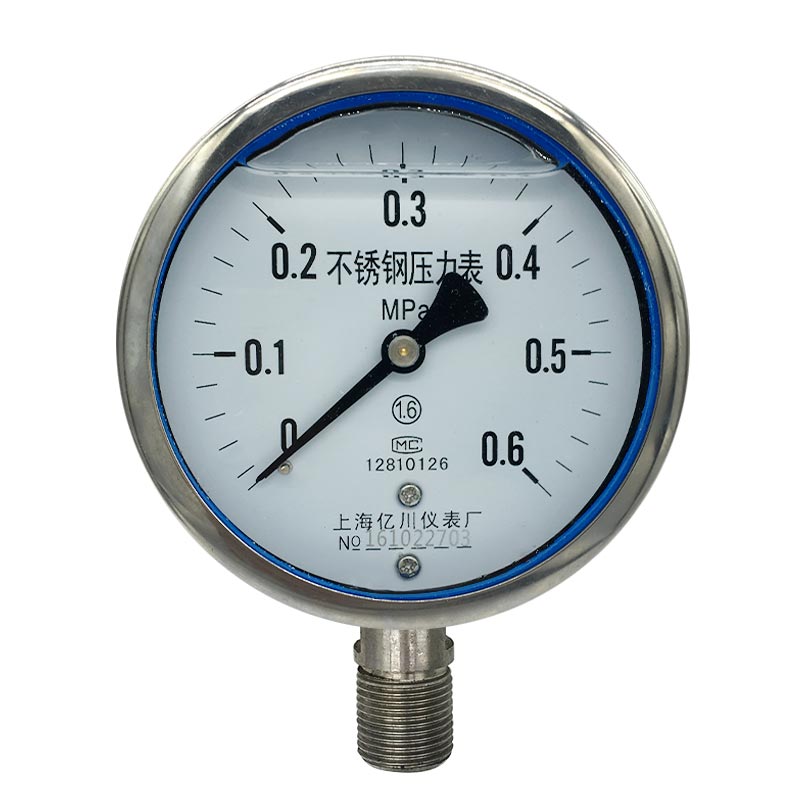 不锈钢耐震压力表YN100BF抗腐y蚀高温水液油气负压真空1MPa1.6精