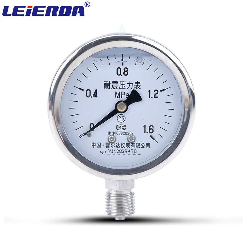雷尔达 抗震耐震全不锈钢压力表 YN60BF 耐高温防腐Y防震气压液压