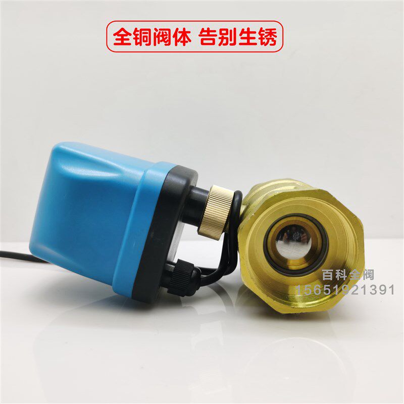 户外防水电动球阀22n0V两线常闭常开二通阀开关水阀黄铜三通DN20