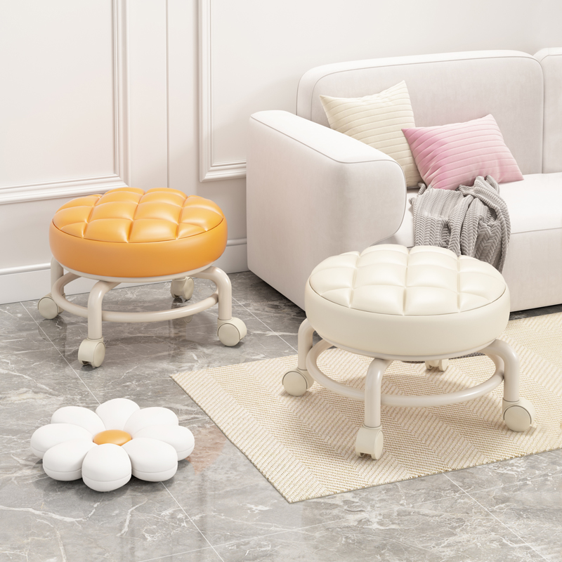 带娃神器万向轮小凳子儿童学步滑滑凳多功能N美缝滑轮矮凳圆凳软