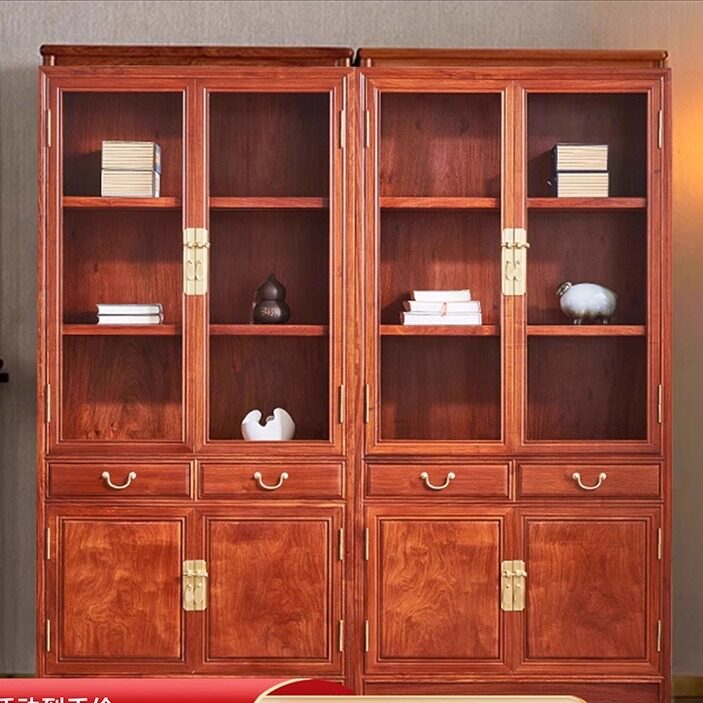 红木家具大果紫檀组合书房中式缅甸花梨木实木书橱柜子组合置物柜