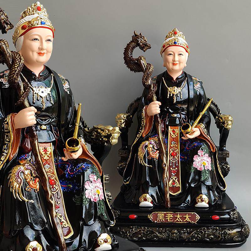 新款福版黑妈妈像黑老太太像铁刹山黑娘娘神像家用堂口树脂摆件