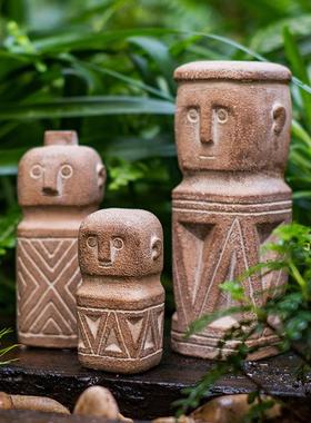 远古风格卡通奇趣摆件庭院装饰人像陈设远古风格雕像摆件卡通风格