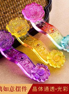 七彩琉璃如意摆件工艺品开业礼品水晶吉祥如意家居客厅创意装饰品