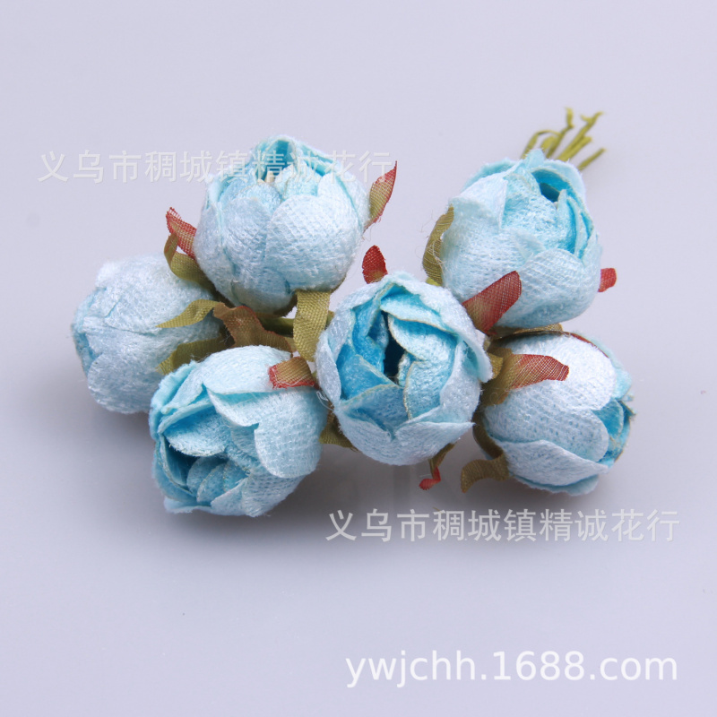 花环头饰配件花韩式森系仿真小玫瑰花婚庆糖盒饰品带铁丝假花