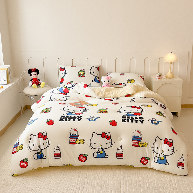 儿童卡通针织棉豆豆绒被子秋冬加厚被芯保暖冬被春秋被子四季通用