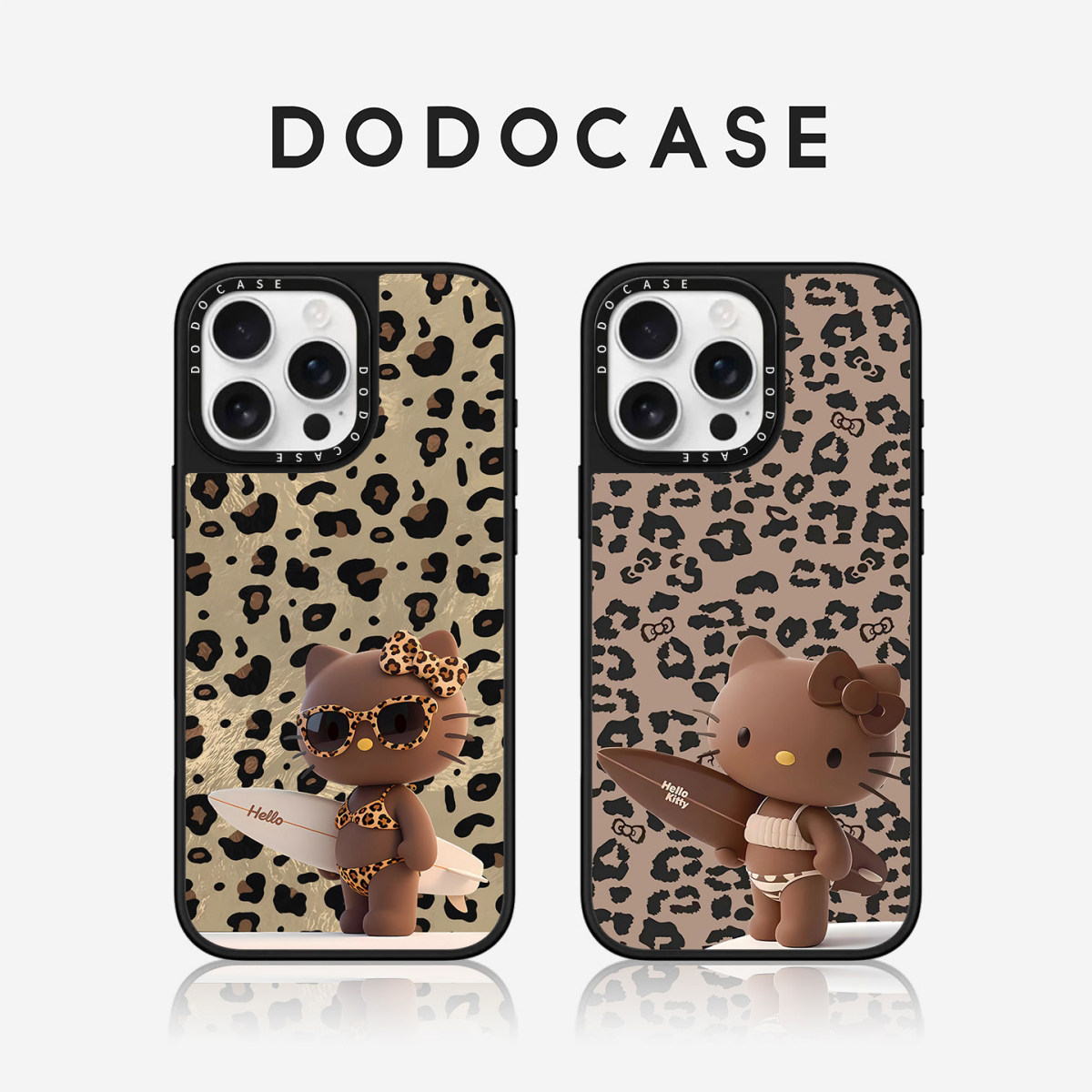 DODOCASE 豹纹冲浪黑皮KT猫 适用苹果17Promax手机壳iPhone16ProMax可爱hellokitty猫15Pro卡通14/13/12硬壳