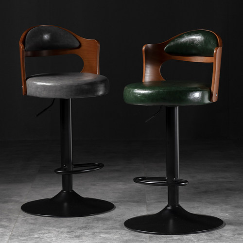 吧椅升降吧台椅子现代简约家用靠背高凳子铁艺实木酒吧椅高脚凳子