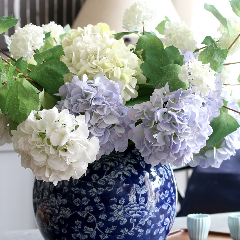 湿润手感绣球花仿真花客厅装饰品摆件花束 手感柔软清透插花假花