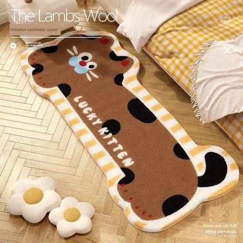 卡通床头地毯2025新卧室公主风格床头毯子房间冬季毛绒女孩儿童厚