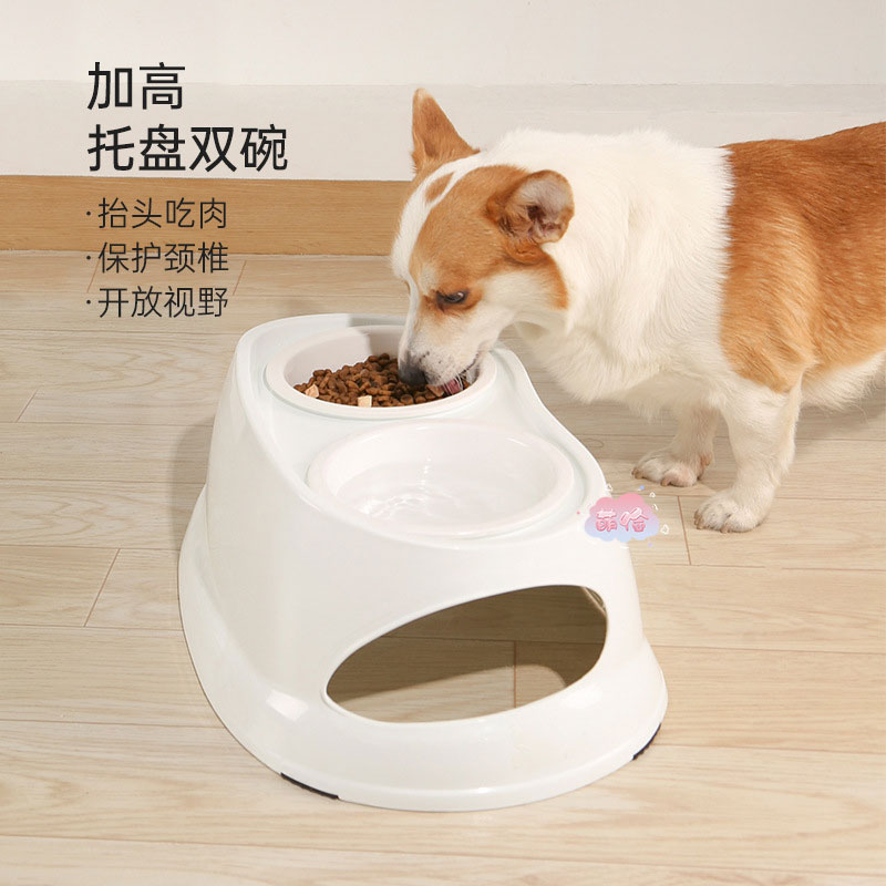 柯基犬专用碗柯基加高狗碗双碗护颈狗食盆中大型犬防打翻饭盆喝水