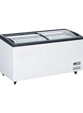 冰淇淋雪糕柜商用大容量冷藏冷冻两用弧面展示柜透明玻璃卧式冷柜