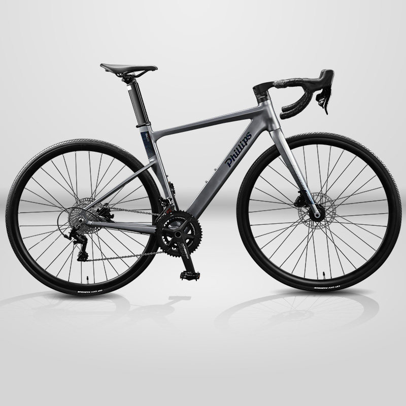 菲利普公路车自行车铝合金破风22速手变一体弯把变速油碟刹赛车
