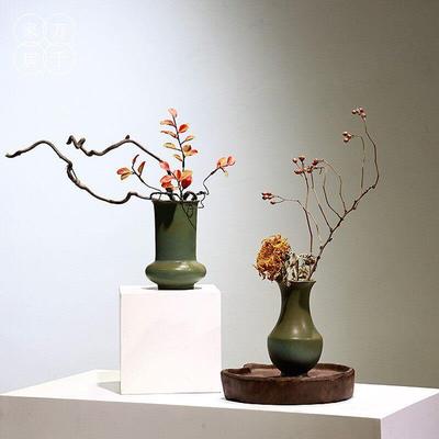 新中式陶瓷小花瓶插花摆件家居客厅茶桌茶室民宿博古架侘寂风装饰