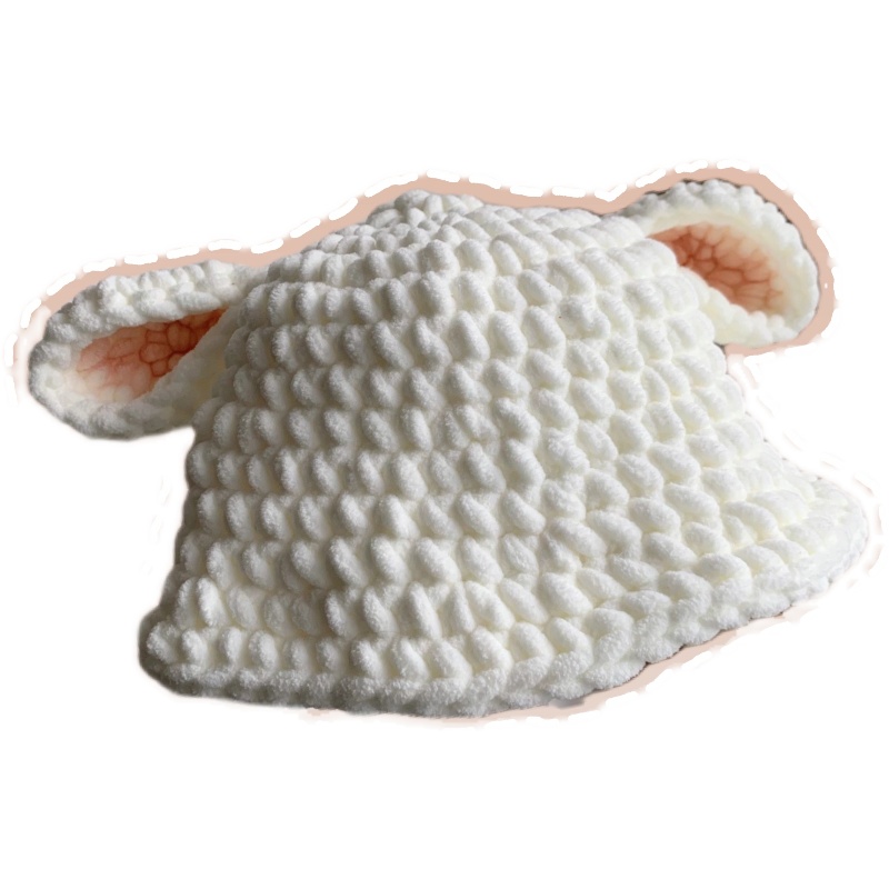 手工编织DIY钩针材料包小羊咩羊羔帽子渔夫帽可爱钩织自制礼物