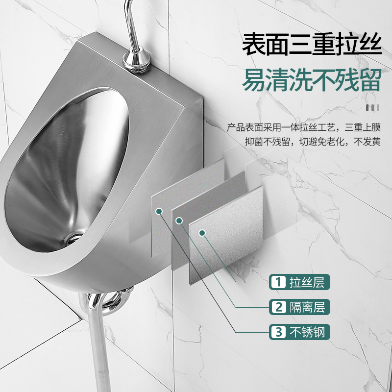304不锈钢小便斗挂墙式感应小便池成人小便器男士站便壁挂式立便